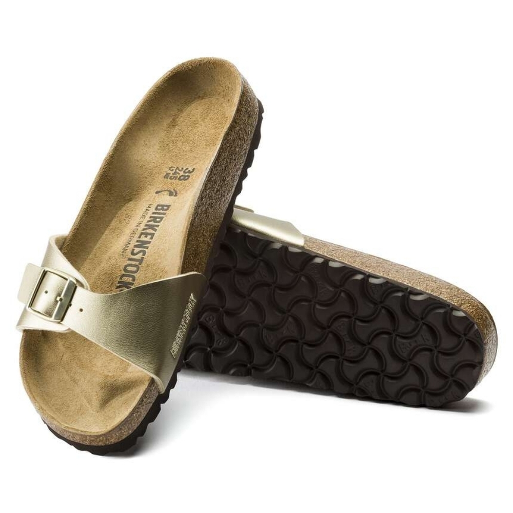 Birkenstock Women's Metallic Gold Sandals Madrid Slides NWT - Picture 3 of 6